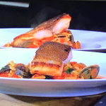 James Martin salmon with orzo pasta, clams and star anise recipe on James Martin’s Saturday Morning
