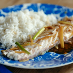 Rick Stein steamed whole sea bass with garlic, ginger, spring onions and basmati rice recipe on Rick Stein’s Cornwall