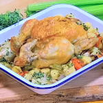 John Whaite roast chicken with gnocchi and vegetables recipe on Steph’s Packed Lunch
