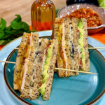 Freddy Forster ultimate club sandwich with aubergine, kimchi and sauerkraut recipe on Steph’s Packed Lunch