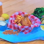 Mike Reid beer battered pollock with homemade chips and tartare sauce recipe on Steph’s Packed Lunch