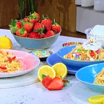 Juliet Sear pancake spaghetti with berries and lemon recipe on This Morning