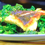 James Martin Pan Fried Sea Bass with Broccolini with green chilli salsa recipe on James Martin’s Saturday Morning