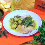 Simon Rimmer brick chicken with buttery potatoes and salsa verde recipe on Steph’s Packed Lunch