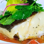 Nieves Barragan grilled fillet of cod with bilbaina sauce and fresh herb salad recipe on Sunday Brunch