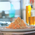 Jamie Oliver quick tuna rosti with carrot and cabbage slaw recipe on Jamie’s £1 Wonders