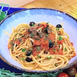 Jack Stein pasta puttanesca with olives and capers recipe on Steph’s Packed Lunch
