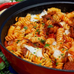 Mitch Lane cheesy chorizo pasta recipe on Steph’s Packed Lunch