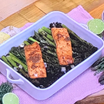 John Whaite salmon traybake with miso and chipotle paste recipe on Steph’s Packed Lunch