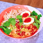 Shivi Ramoutar laksa with peanut butter and egg noodles recipe on Oti Mabuse’s Breakfast Show