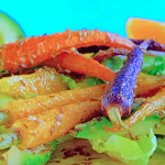 Jason Atherton orange, carrot and avocado salad on Jason Atherton’s Dubai Dishes