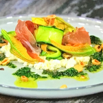 James Golding courgette salad with citrus ricotta, ham and maple dressing recipe on Sunday Brunch
