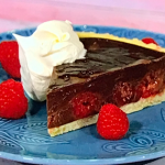 Simon Rimmer dark chocolate and raspberry tart recipe on Sunday Brunch