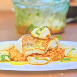 James Martin pan fried cod with squid and Catalan romesco sauce recipe on James Martin’s Spanish Adventure