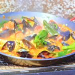 James Martin mussels with chorizo, peppers and rice recipe on James Martin’s Spanish Adventure