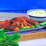 Phil Vickery sweet and sticky salmon with maple syrup, miso, satay greens and sticky rice recipe