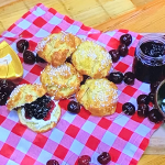 John Whaite orange scones with cherry jam and cream recipe on Steph’s Packed Lunch