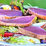 James Martin Spanish tuna nicoise salad with roasted vegetables and a almond and honey dressing recipe