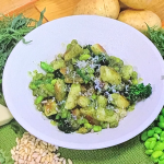 Simon Rimmer tenderstem broccoli with gnocchi and tarragon pesto recipe on Steph’s Packed Lunch