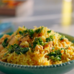Nadiya Hussain egg fried rice with curry powder, fresh coriander and honey recipe on Nadiya’s Simple Spices