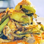 Jamie Oliver roasted cauliflower steaks with almonds and romesco sauce recipe on Jamie’s 5 Ingredients Meals