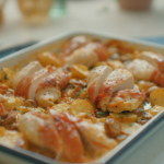 Mary Berry chicken tartiflette with parma ham, cheese and mustard recipe on Mary Makes It Easy
