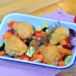 John Whaite rosemary chicken and root vegetables traybake recipe on Steph’s Packed Lunch