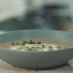 Mary Berry chestnut mushroom soup with celery, soy sauce and double cream recipe on Mary Makes It Easy