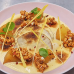 Marcus Wareing poached pineapple with sabayon and toffee popcorn on Masterchef The Professionals