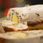 Mary Berry stollen with strong white flour, dried fruit and marzipan recipe on Mary Berry’s Highland Christmas