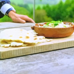 Kate Humble baba ganoush with grilled aubergines and homemade flatbread recipe on Escape To The Farm