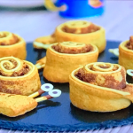 Liam Charles cinnamon snails with cardamom spiced dough on Junior Bake Off
