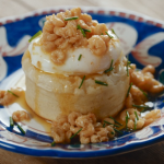Rick Stein homemade crumpets with poached eggs, potted shrimps and chives recipe on Rick Stein’s Food Stories