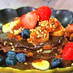 Simon Rimmer Banana Pancakes With Hazelnut Sauce, Strawberries and Blueberries recipe on Sunday Brunch