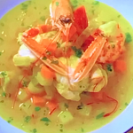 Michel Roux bourride setoise fish stew with monkfish, langoustine, prawns and aioli recipe on Michel Roux’s Provence Masterclass