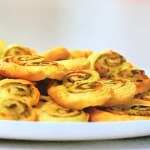 Prue Leith palmier canapes with pesto and Parmesan on Prue Leith’s Cotswold Kitchen