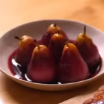 Michel Roux pears in red wine and blackcurrant liqueur recipe on Michel Roux’s Provence Masterclass