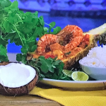 Rustie Lee prawn curry in pineapple with scotch bonnet pepper and coconut cream recipe