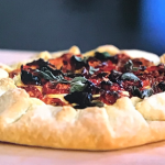 Prue Leith goat’s curd and roasted tomatoes galette recipe on Prue Leith’s Cotswold Kitchen
