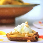 Prue Leith bananas and ice cream with brandy syrup on panettone recipe on Prue Leith’s Cotswold Kitchen