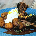 Simon Rimmer Lamb Leg with Feta and Spinach recipe on Sunday Brunch
