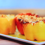 Dean Edwards taco stuffed roasted peppers with tortilla chips recipe on Air Fryers Made Easy