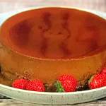Simon Rimmer chocolate cinnamon pudding with creme fraiche and summer fruits recipe on Sunday Brunch