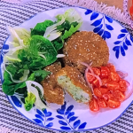 Hugh Fearnley-Whittingstall fish cakes with celeriac, herbs, tomato salsa and green salad recipe