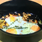 Sat Bains Shiitake Mushrooms With Beluga Lentils and Fried Eggs recipe on Sunday Brunch