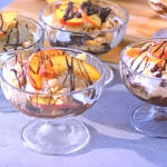 Dr. Rupy Bramley apple sauce sundae with walnut and tahini on Ainsley’s National Trust Cook Off