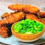 Tom Kerridge Chicken Dippers with Broad Bean and Ricotta Dip recipe on Sunday Brunch