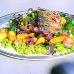DR Rupy grilled mackerel with roasted apple, radish and  a chilli and pea pesto on Ainsley’s National Trust Cook Off