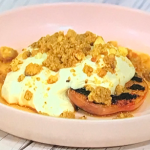 Simon Rimmer Peach and Amaretto Custard Crumble recipe on Sunday Brunch