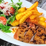 Simon Rimmer Glazed Rib Eye with Rocket, Tomato and Parmesan Salad recipe on Sunday Brunch